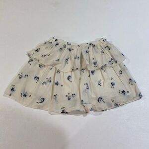 Universal Thread Floral Ruffle Shorts Size Small Cream Blue Boho